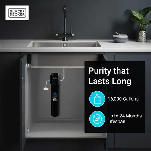 Vista 5 de BLACK+DECKER Cartucho de filtro de repuesto para debajo del fregadero de 15 pulgadas Filtración eficiente 16,000 galones Certificado NSF/ANSI