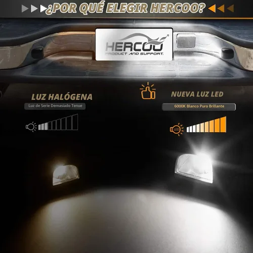 Vista 3 de HERCOO Luz LED para placa de matrícula, lente de lámpara, bombillas blancas, carcasa trasera negra, compatible con Silverado Sierra Avalanche Negro