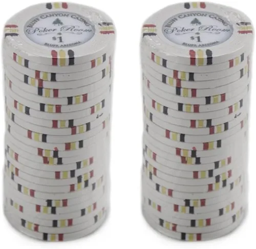 Vista 2 de Claysmith Gaming Bluff Canyon Poker Chip - Compuesto de arcilla pesada de 0.48 oz, paquete de 50