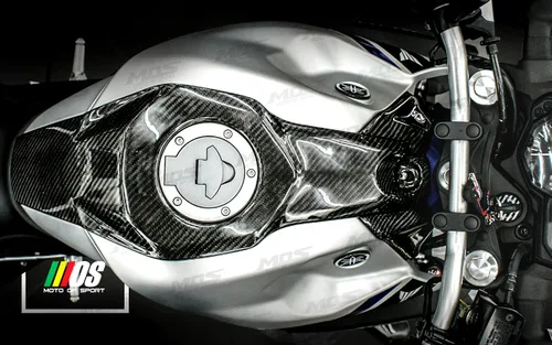 Vista 3 de MOS - Cubierta de panel central para depósito de combustible de fibra de carbono compatible con Yamaha MT-03 MT-25 2015-2019
