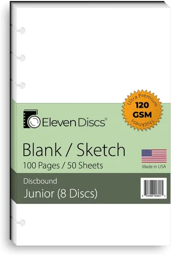 Vista 19 de Eleven Discs Papel Discbound, Hojas de Cuadrícula de Puntos Tamaño Junior - Repuestos Premium de 120gsm Peso Pesado para Cuaderno y Planificador - 8