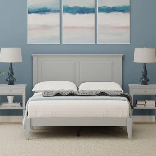 Vista 19 de Cama de plataforma de madera maciza estilo cabaña en tamaño matrimonial - Cereza clásica