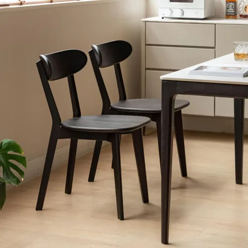 Vista 25 de Sillas de comedor de roble, sillas de cocina, silla moderna de madera maciza 100% con respaldo curvo, silla de comedor para cocina, sala de estar