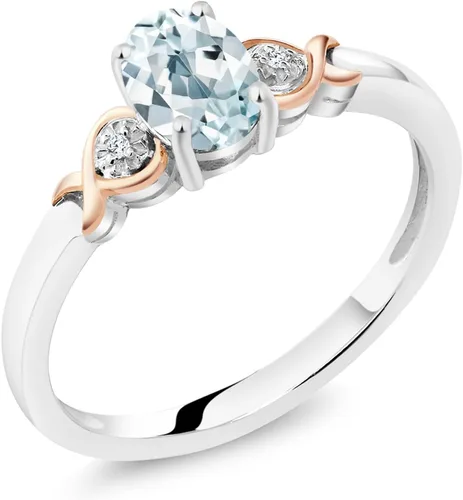 Vista 20 de Gem Stone King Anillo de compromiso de plata de ley 925 y oro rosa de 10 quilates, piedra preciosa ovalada de 0.276 x 0.197 in, con acento