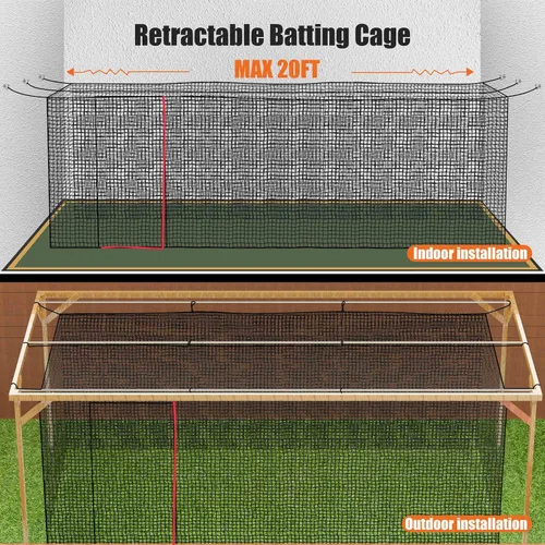 Vista 6 de RIIFRILY Baseball Batting Cage Nets, #30/#45 NET ONLY, 20'L/ 35'L/55'L/70'L