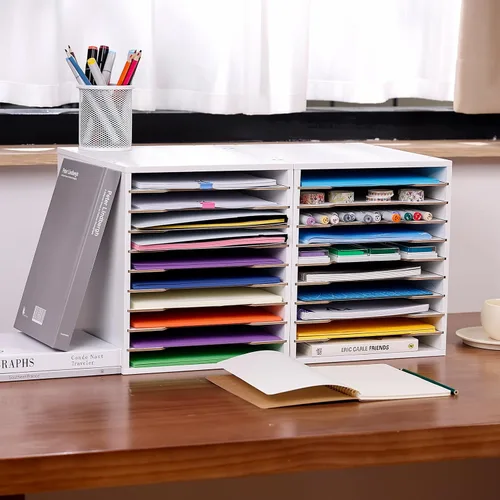 Vista 7 de Yumkfoi Organizador de papel de construcción de 9 x 12, clasificador de archivos ajustable de 10 niveles para papel A4, organizador de escritorio