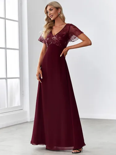 Vista 3 de Ever-Pretty Vestido de noche de fiesta maxi bordado con ilusión de novia para mujer 7706