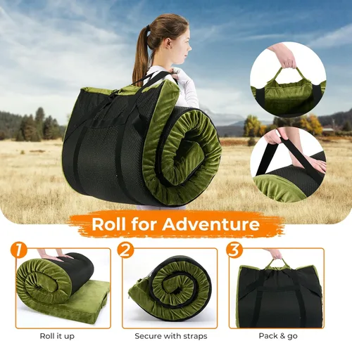 Vista 6 de BDEUS Colchón de Espuma Viscolástica para Camping de 3 Pulgadas Impermeable Enrollable Cama de Dormir para Adultos Colchón Enrollable Portátil