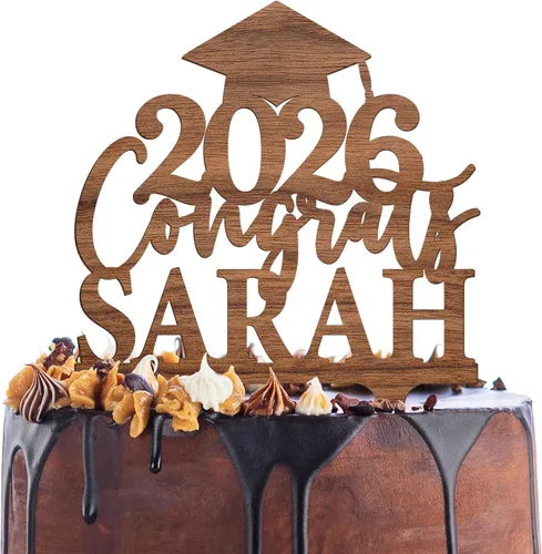 Vista 11 de Decoración personalizada para tartas de graduación – Decoración para tartas de graduación con nombre y fecha – Decoraciones acrílicas personalizadas