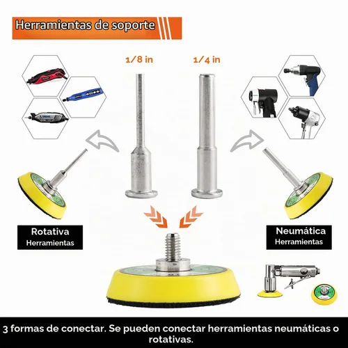 Vista 3 de Tshya Juego variado de 240 discos de lijado de 2 pulgadas para amoladora de taladro, herramientas rotativas con 2 placas de soporte de vástago