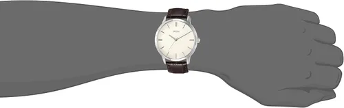 Vista 4 de Guess Reloj analógico con esfera blanca para hombre - W0664G2, Marrón, Movimiento de cuarzo