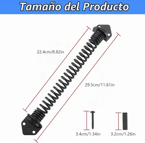 Vista 2 de Muelle de puerta de 11 pulgadas, cierre automático ajustable, negro