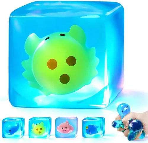 Vista 11 de Bolas de estrés blandas de cubitos de hielo, juguete sensorial de Verde