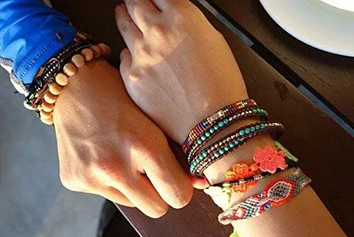 Vista 4 de KELITCH Pulsera de plata con 3 cuentas y nácar turquesa, hecha a mano, nueva joyería, Turquesa creada, turquesa creada