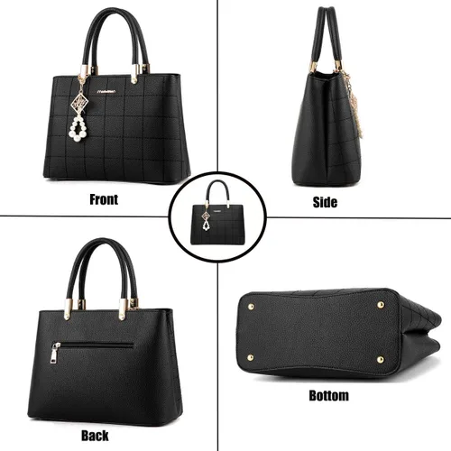 Vista 5 de Carteras y bolsos para mujer de piel sintética con asa superior, bolso de hombro para mujer