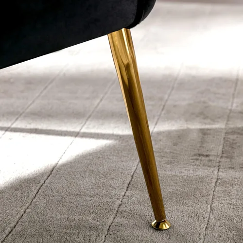 Vista 9 de WO Home Furniture - Silla decorativa de terciopelo copetudo de 25 pulgadas de ancho con patas de metal dorado resistentes a la corrosión, asiento