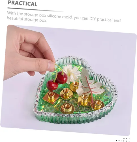 Vista 7 de COLLBATH Moldes de silicona para placa de corazón, posavasos Moldes de silicona, cuenco de corazón, recipientes de almacenamiento de silicona, molde