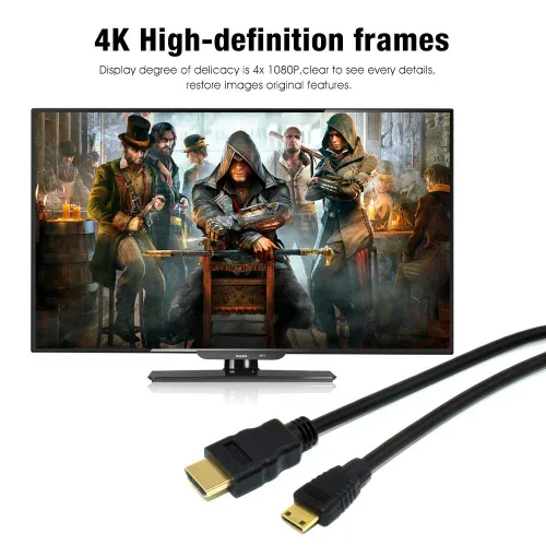 Vista 2 de Cable HDMI a Mini HDMI de 10 pies, cable de datos de cámara para Nikon D3400, D3500, D7500, D850, D810, D7000, D500, Canon EOS R, RP, 5D Mark IV, 6D