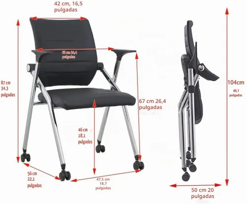 Vista 2 de Silla de escritorio plegable para espacios pequeños, sillas de escritorio para dormitorio con asientos y ruedas acolchados, sillas de escritorio