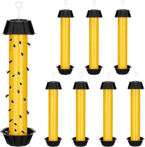 Vista 9 de Qualirey Trampas para moscas para colgar en interiores y exteriores, trampa para moscas de fruta, mosquitos pegajosos para insectos domésticos, 10 x