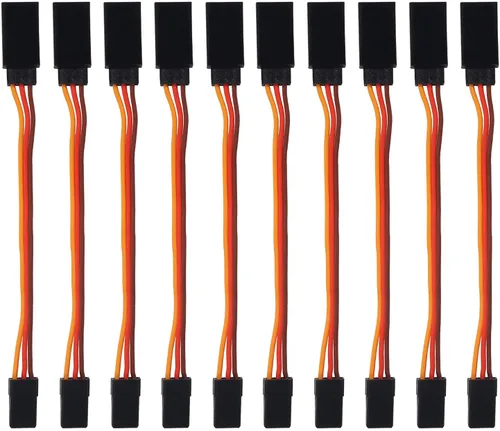 Vista 3 de Cable de extensión servo de 3 pines de 3.9 in, 3.93 pulgadas, hembra a macho, conector de cable JR para control remoto de aviones de automóvil RC