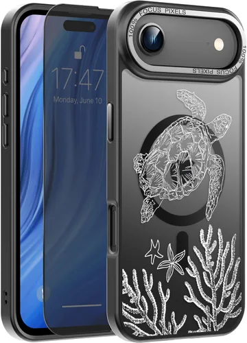Vista 112 de Goodon para iPhone 15 Pro Max con protector de pantalla de privacidad, compatible con Magsafe, funda translúcida mate a prueba de golpes - Linda