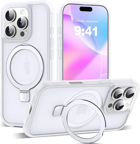 Vista 190 de SKYLMW - Funda compatible con iPhone 11 de 6.1 pulgadas, con soporte magnético invisible tipo anillo, funda translúcida de grado militar, compatible