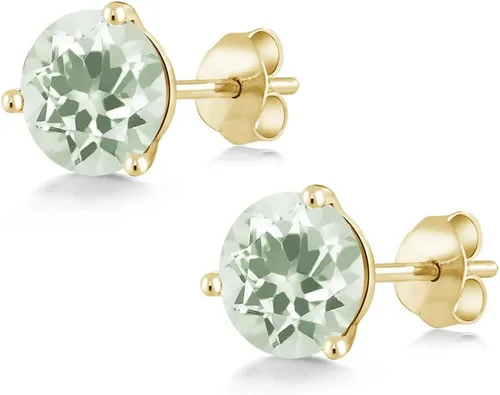Vista 8 de Gem Stone King Aretes de oro de 14 quilates, 0.236 in, piedra natal redonda, Martini, 3 puntas, aretes de oro para mujer