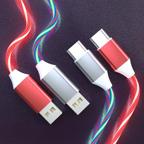 Vista 11 de Paquete de 2 cables de carga LED USB C, cable de carga tipo C, cargador USB C rápido compatible con Samsung Galaxy S21 S20 S10 S9 S8 Note 20, LG V30