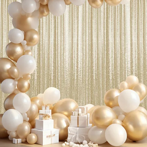 Vista 115 de 2 paneles de cortinas de fondo de lentejuelas verdes de 8 pies, cortinas de fondo de fotografía con purpurina para decoración de Navidad, boda