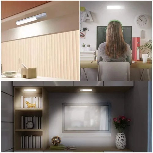 Vista 4 de Luces LED recargables para debajo del gabinete, con sensor de movimiento magnético para interiores, sensor de movimiento, luces inalámbricas