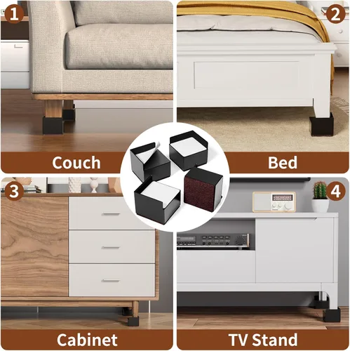 Vista 11 de Elevadores de cama para muebles de 2 pulgadas, de metal, autoadhesivos