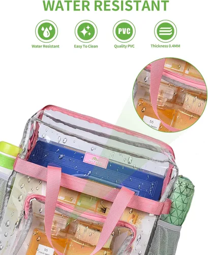 Vista 29 de MAY TREE Bolsa transparente para eventos en estadios de 12 x 6 x 12 pulgadas, bolsa de almuerzo transparente con correas reforzadas para trabajo