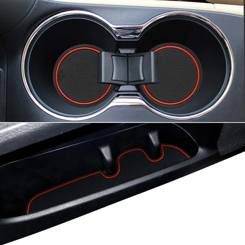 Vista 14 de Auovo Alfombrillas antipolvo para puerta Toyota Highlander Accesorios 2019 2018 2017 2016 2015 2014 Inserto para portavasos con revestimiento