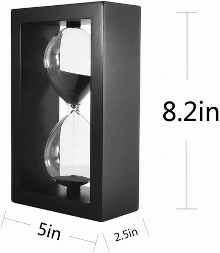 Vista 3 de SAMLONG Reloj de arena decorativo de 60 minutos, reloj de arena negra de Negro arena