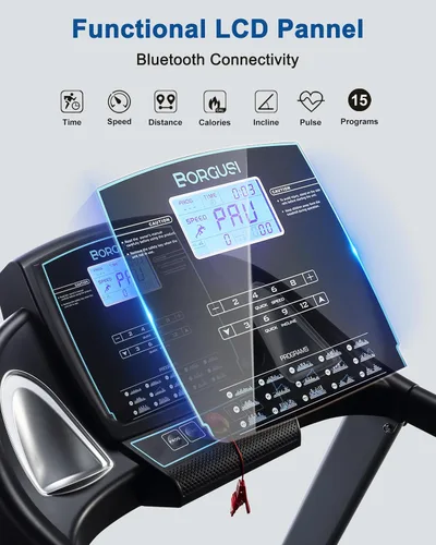 Vista 6 de Auto Incline BORGUSI Treadmill, Heavy Duty Treadmill for Home, Wide Belt