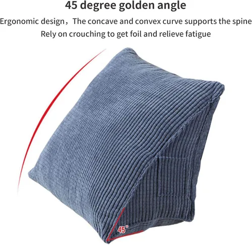 Vista 3 de Almohada de lectura de cuña suave, cojín triangular de pana para respaldo, posicionamiento para sofá, cama, silla de oficina, almohada de apoyo