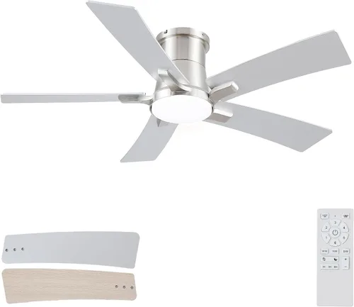 Vista 24 de Ventiladores de techo de 42 pulgadas con luces y control remoto, ventilador de techo negro de montaje empotrado para dormitorio, sala de estar