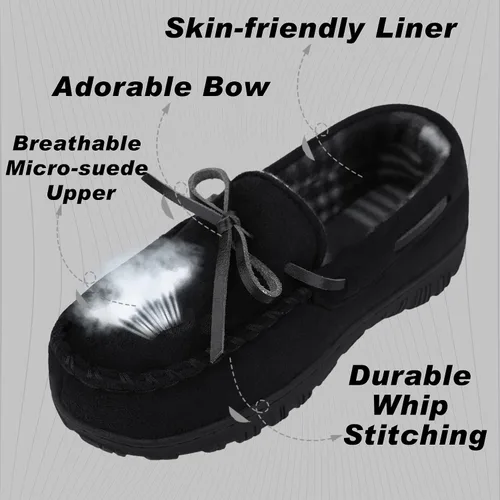Vista 3 de NCCB Boys House Slippers Memory Foam Moccasin Shoes Furry Plush Lining Non Slip Indoor Outdoor Boys Slippers for Big Kids Little Kids