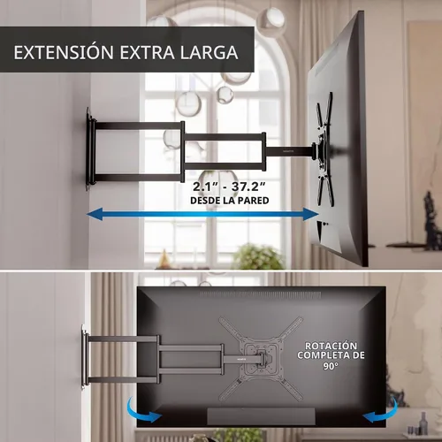 Vista 4 de Mount-It - Soporte de pared esquinero para TV, brazo largo de movimiento