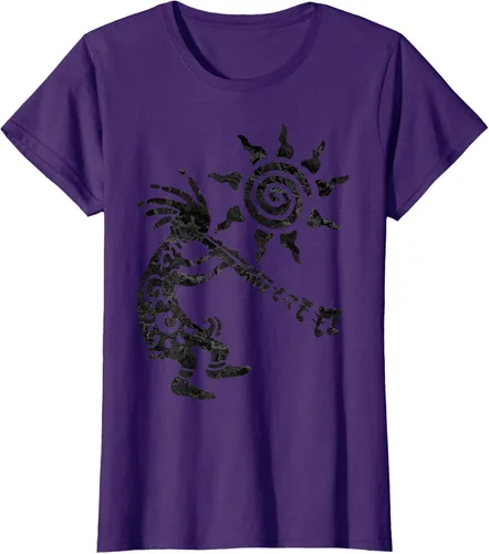Vista 10 de Native American Kokopelli Musican With Flute 2 - Camiseta divertida para fanáticos, Blanco, S
