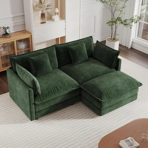 Vista 18 de mikibama - Sofá seccional modular, sofá en forma de L de 76.4 pulgadas para sala de estar, sofá cama cómodo tipo nube con otomano móvil, combinación