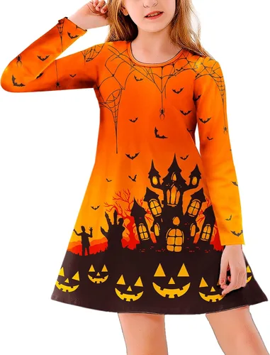 Vista 3 de Deerose Vestido de manga larga con estampado de trébol irlandés para niñas de 3 a 12 años