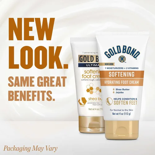 Vista 2 de Gold Bond Crema suavizante para pies, 4 onzas, loción para pies secos