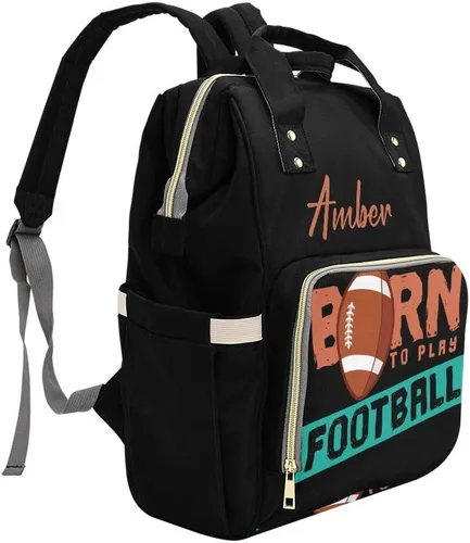 Vista 3 de Bolsas de pañales de flores impresas Mochila con nombre Bolso de bebé personalizado Bolsa de pañales de enfermería Regalos, Personalizado 4