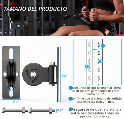 Vista 5 de J Bryant Sistema de polea para rack de alimentación – Se adapta al tamaño de agujero de 5/8 pulgadas, accesorio de polea de cable para bastidores