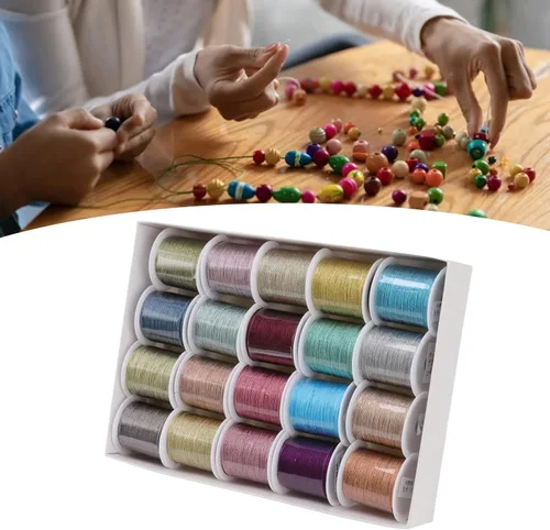 Vista 4 de Cordón de poliéster con hilo de cuentas de 0.016 in, 20 rollos de 164.0 ft cada uno para hacer joyas, pulseras, collares, manualidades, cuerda