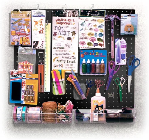 Vista 2 de Azar Displays 900945-BLK Kit organizador de pared multiusos de 70 piezas con dos paneles y surtido de accesorios, tamaños de panel: 13.5 pulgadas
