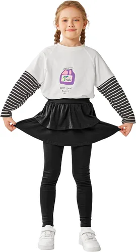Vista 5 de Resinta Leggings sin pies para niñas con falda de volantes, falda elástica con volantes, pantalón encantador para niñas