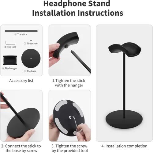 Vista 7 de Srhythm Soporte para auriculares, soporte de auriculares de metal para ahorrar espacio y mostrar